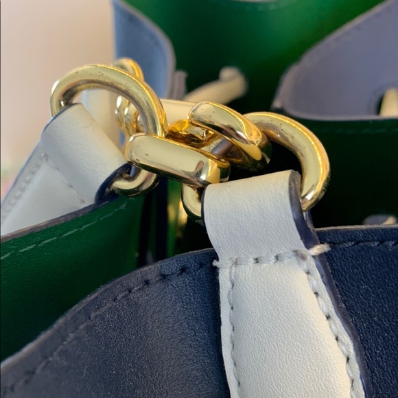 Ralph Lauren Navy and Green Debby Crossbody Bag Leather - Picture 10 of 12